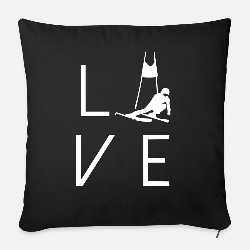 Love Ski Slalom - Sofakissenbezug 45 x 45 cm - Schwarz