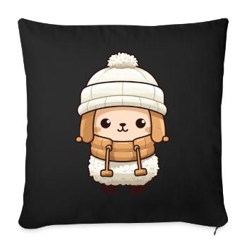 Alpaca Winter Llama Comic - Sofa pillowcase 17,3'' x 17,3'' (45 x 45 cm) - black - Front