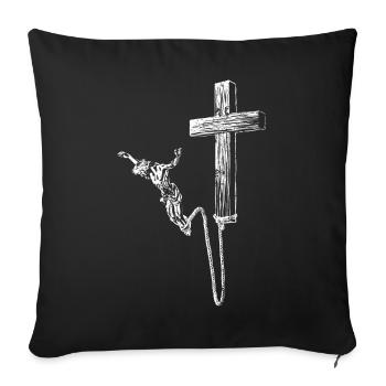 Bungee Jesus - Bungeesus - Jesus Bungee jumping - Sofa pillowcase 17,3'' x 17,3'' (45 x 45 cm) - black - Front