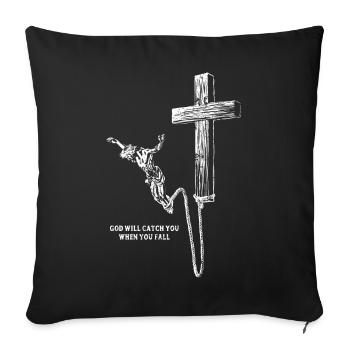 Bungee Jesus - Dieu vous rattrapera quand vous tomberez - Housse de coussin décorative 45 x 45 cm - noir - Devant