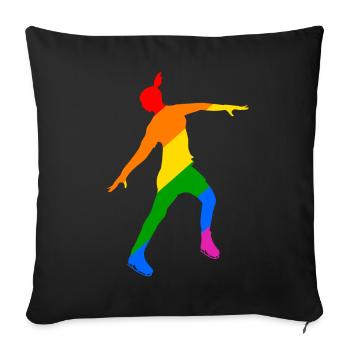 Magie arc-en-ciel sur lames : Élégante princesse des glaces - Housse de coussin décorative 45 x 45 cm - noir - Devant