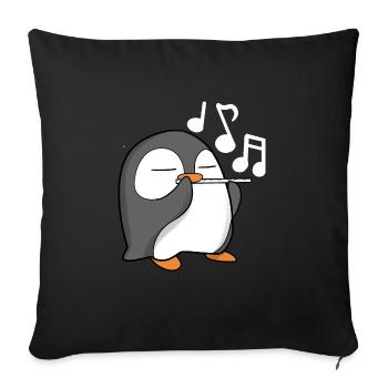 Penguin plays flute music - Sofa pillowcase 17,3'' x 17,3'' (45 x 45 cm) - black - Front