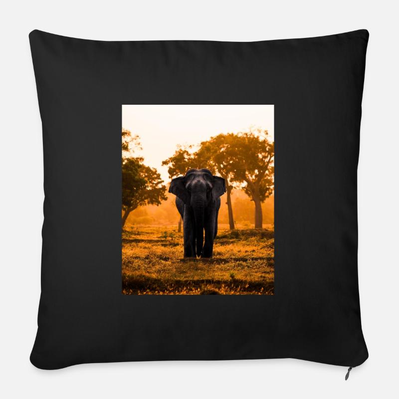 elephant-tree-sunset-sunrise - Sofa pillowcase 17,3'' x 17,3'' (45 x 45 cm) - black