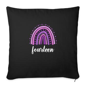Arc-en-ciel violet Quatorze ans 14e anniversaire - Housse de coussin décorative 45 x 45 cm - noir - Devant