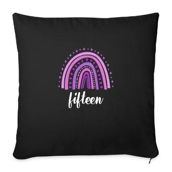 Purple Rainbow Fifteen Years 15th Birthday - Sofa pillowcase 17,3'' x 17,3'' (45 x 45 cm) - black - Front