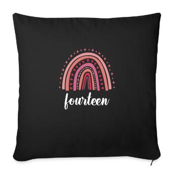 Arc-en-ciel rouge Quatorze ans 14e anniversaire - Housse de coussin décorative 45 x 45 cm - noir - Devant