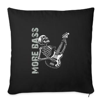 Crâne de squelette avec guitare basse et basse Saying More - Housse de coussin décorative 45 x 45 cm - noir - Devant