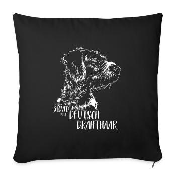 Aimé par un allemand Wirehair Dogs Wilsigns - Housse de coussin décorative 45 x 45 cm - noir - Devant