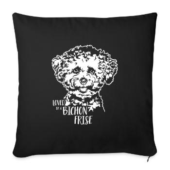Aimé par un chien Bichon Frise disant chien Wilsigns - Housse de coussin décorative 45 x 45 cm - noir - Devant