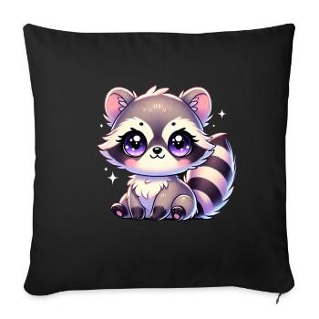 Super Cute Kawaii Baby Racoon - Sofakissenbezug 45 x 45 cm - Schwarz - Vorne