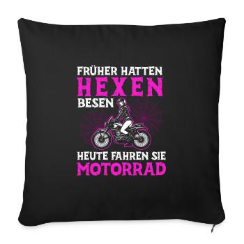 Witches Motorcycles Bsen Spiders Humor Saying - Sofa pillowcase 17,3'' x 17,3'' (45 x 45 cm) - black - Front