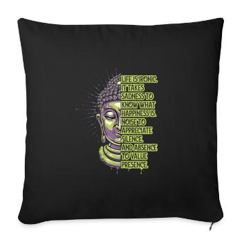Méditation Citation bouddhisme Bouddha inspirant - Housse de coussin décorative 45 x 45 cm - noir - Devant