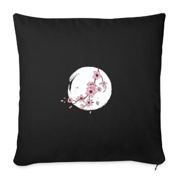 Lune de fleur de cerisier - Housse de coussin décorative 45 x 45 cm - noir - Devant