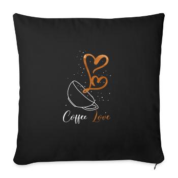 Love of coffee - Sofa pillowcase 17,3'' x 17,3'' (45 x 45 cm) - black - Front