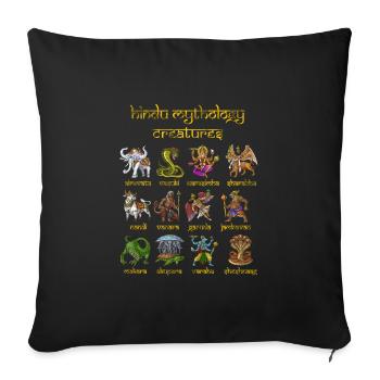 Hinduism Mythology Creatures - Sofa pillowcase 17,3'' x 17,3'' (45 x 45 cm) - black - Front
