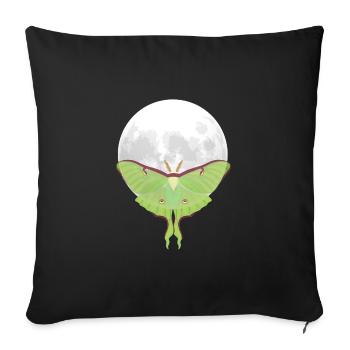 Actias luna - Moth in front of the Moon - Sofa pillowcase 17,3'' x 17,3'' (45 x 45 cm) - black - Front