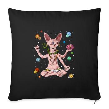 Méditation Chat Sphynx - Housse de coussin décorative 45 x 45 cm - noir - Devant