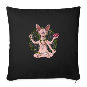 Sphynx Cat Yoga - Sofa pillowcase 17,3'' x 17,3'' (45 x 45 cm) - black - Front