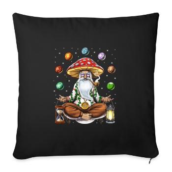 Méditation Psychédélique aux Champignons - Housse de coussin décorative 45 x 45 cm - noir - Devant