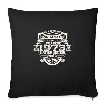 50e anniversaire Juin Millésime 1973 Bouclier original - Housse de coussin décorative 45 x 45 cm - noir - Devant