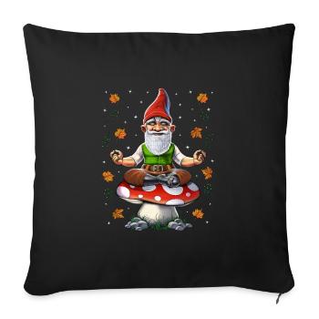 Méditation Champignon Gnome - Housse de coussin décorative 45 x 45 cm - noir - Devant