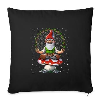 Méditation Champignon Gnome - Housse de coussin décorative 45 x 45 cm - noir - Devant