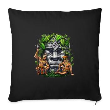 Olmeken-Kopf-Krieger - Sofakissenbezug 45 x 45 cm - Schwarz - Vorne