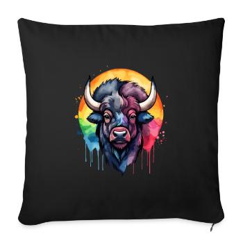 Bison, Animal, Cool, À Couper Le Souffle, Aquarelle Colorée - Housse de coussin décorative 45 x 45 cm - noir - Devant