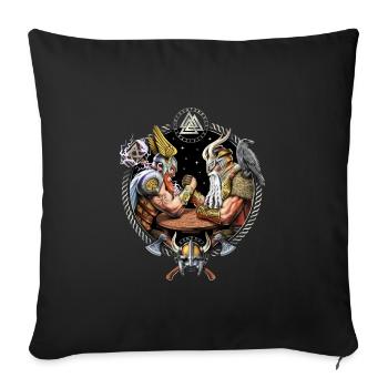 Minotaur vs Spartan Arm Wrestling - Sofa pillowcase 17,3'' x 17,3'' (45 x 45 cm) - black - Front