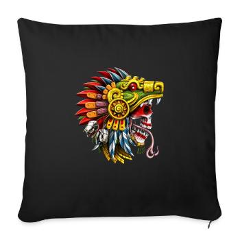 Aztec Serpent Skull Warrior - Sofa pillowcase 17,3'' x 17,3'' (45 x 45 cm) - black - Front