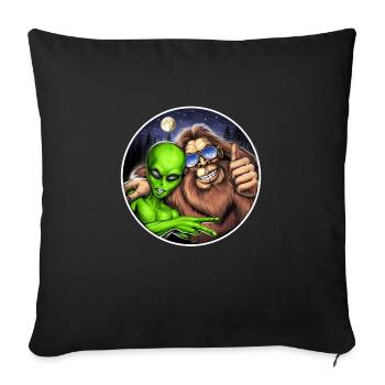 Bigfoot and Alien - Sofa pillowcase 17,3'' x 17,3'' (45 x 45 cm) - black - Front