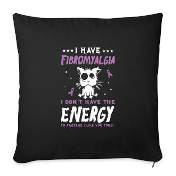 La fibromyalgie et le plaisir des amoureux des chats - Housse de coussin décorative 45 x 45 cm - noir - Devant