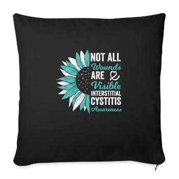 Interstitial Cystitis: Invisible Wounds - Sofa pillowcase 17,3'' x 17,3'' (45 x 45 cm) - black - Front