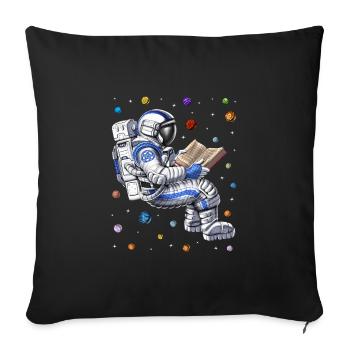 Astronauten-Lesebuch - Sofakissenbezug 45 x 45 cm - Schwarz - Vorne