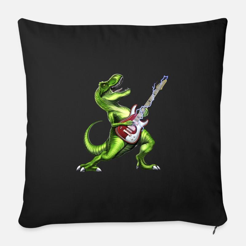 T-Rex Dinosaurier spielt Gitarre - Sofakissenbezug 45 x 45 cm - Schwarz