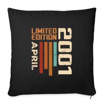 Né En Avril 2001 Cadeau D'anniversaire 2001 Retro - Housse de coussin décorative 45 x 45 cm - noir - Devant