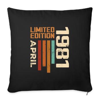 Né En Avril 1981 Cadeau D'anniversaire 1981 Retro - Housse de coussin décorative 45 x 45 cm - noir - Devant