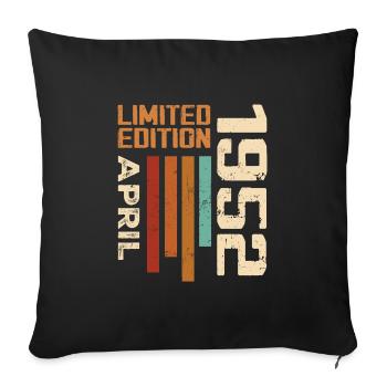 Né En Avril 1952 Cadeau D'anniversaire 1952 Retro - Housse de coussin décorative 45 x 45 cm - noir - Devant