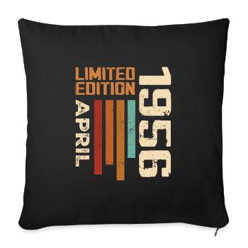 Né En Avril 1956 Cadeau D'anniversaire 1956 Retro - Housse de coussin décorative 45 x 45 cm - noir - Devant