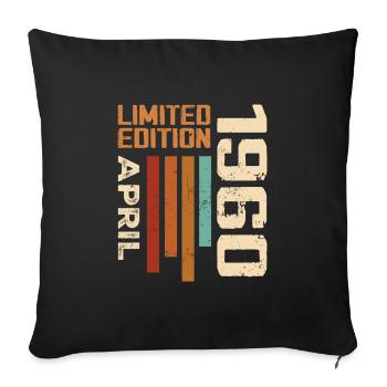 Born In April 1960 Birthday Gift 1960 Retro - Sofa pillowcase 17,3'' x 17,3'' (45 x 45 cm) - black - Front