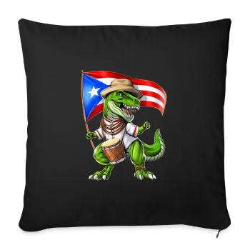 Puerto Rico T-Rex Dinosaur - Sofa pillowcase 17,3'' x 17,3'' (45 x 45 cm) - black - Front