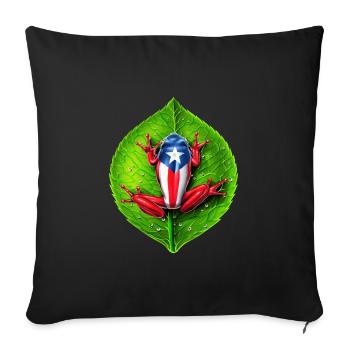 Puerto Rico Flag Coqui Frog - Sofa pillowcase 17,3'' x 17,3'' (45 x 45 cm) - black - Front