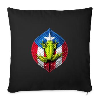 Puerto Rico Flag Coqui Frog - Sofa pillowcase 17,3'' x 17,3'' (45 x 45 cm) - black - Front