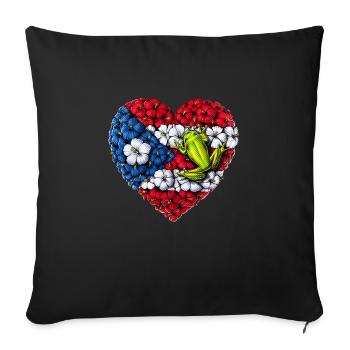 Puerto Rico Flowers Heart - Sofa pillowcase 17,3'' x 17,3'' (45 x 45 cm) - black - Front
