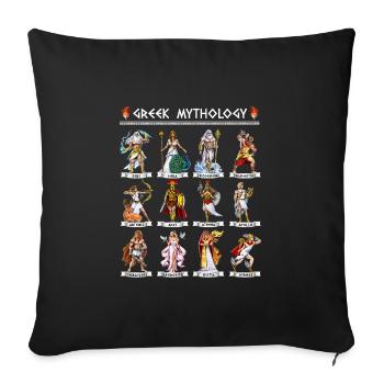 Dieux de la mythologie grecque - Housse de coussin décorative 45 x 45 cm - noir - Devant