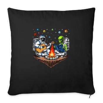 Space Astronaut Alien Camping - Sofa pillowcase 17,3'' x 17,3'' (45 x 45 cm) - black - Front