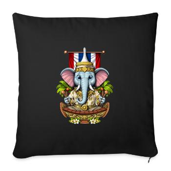 Thailand Elephant - Sofa pillowcase 17,3'' x 17,3'' (45 x 45 cm) - black - Front