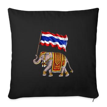 Éléphant de Thaïlande Drapeau Thaï - Housse de coussin décorative 45 x 45 cm - noir - Devant