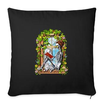 Skeleton Hippie Plants - Sofa pillowcase 17,3'' x 17,3'' (45 x 45 cm) - black - Front