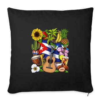 Stolz auf das kubanische Erbe - Sofakissenbezug 45 x 45 cm - Schwarz - Vorne